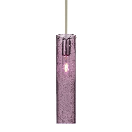 Besa Lighting Juni 16 Stem Pendant, Plum Bubble, Satin Nickel, 1x60W Incandescent 1TT-JUNI16PL-SN